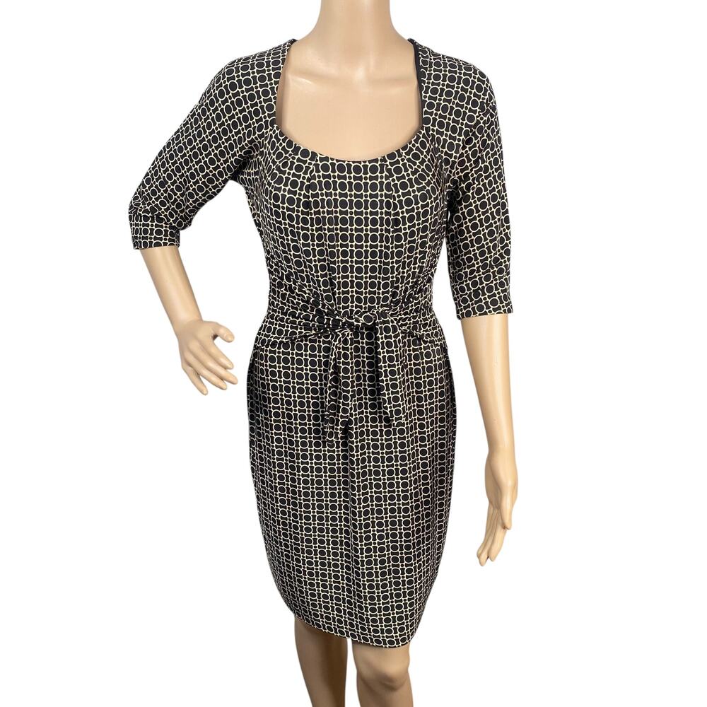 Vintage David Meister Y2K Geometric Wrap Sheath Dress 4P Office Siren Corpcore